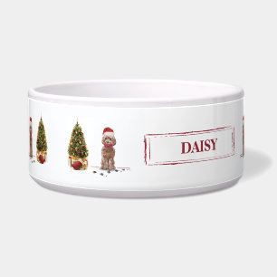 Comedero Perro y árbol Navidades divertidos de Cockapoo mar