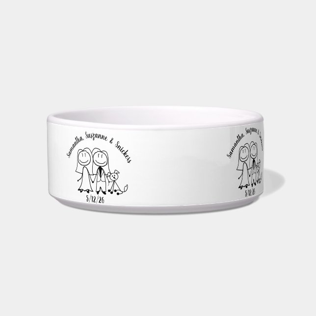 Comedero Perro y dos novias Boda pareja personalizada (Izquierda)