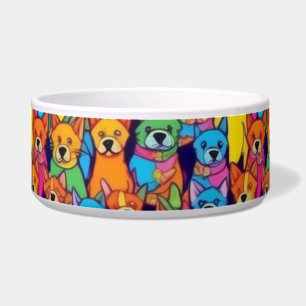 Comedero Perros alegres y coloridos, perros felices