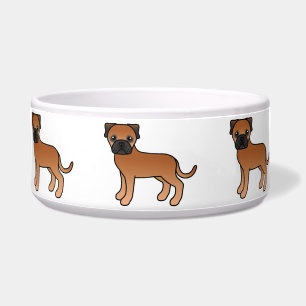 Comedero Perros Bullmastiff rojos de dibujos animados lindo