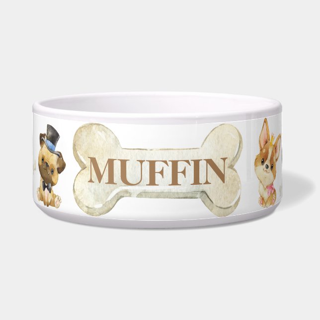 Comedero Perros Cuestos Vestidos Corgi Pug Dachshund Pastor (Frente)