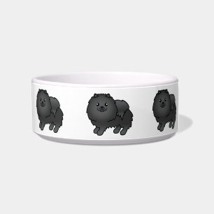 Comedero Perros Pomerania de dibujos animados lindos negros