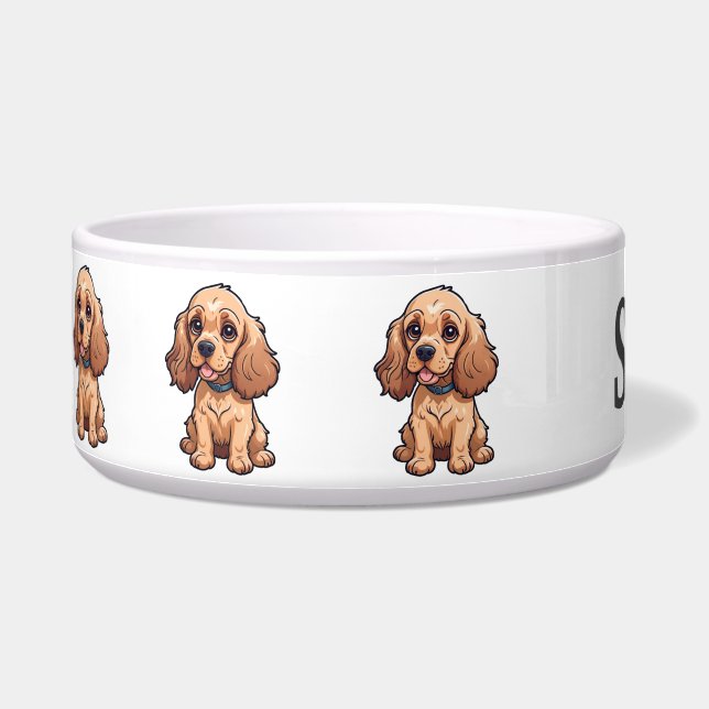 Comedero Personaliza Cachorro de Cocker Spaniel Adorable (Izquierda)