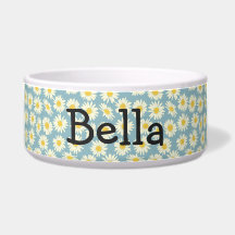 Personalizable Daisy Ceramic Pet Bowl
