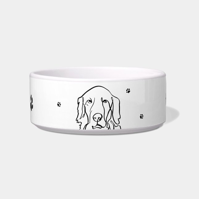 Comedero Personalizable Golden Retriever Line Art (Frente)