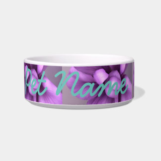 Comedero Personalizable PET BOWL Flores púrpuras con azul