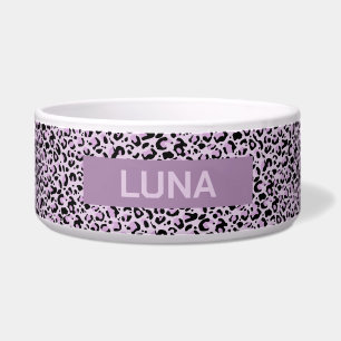 Comedero Personalizable Purple Leopard Print Pet Bowl