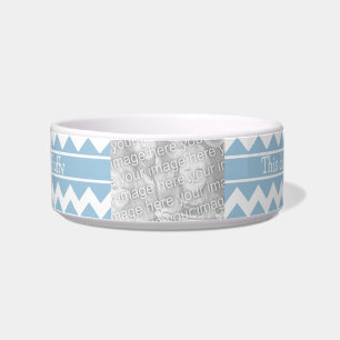 Comedero Personalizable Tazón de Mascotas Foto Chevrons Azu