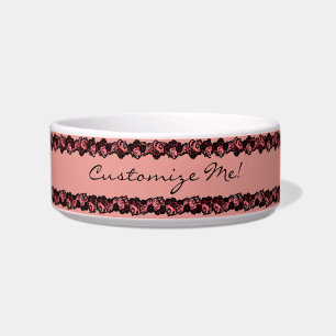 Comedero Personalizable vintage rosas rojas rosadas tazón d