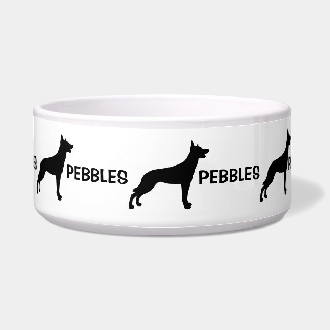 Comedero Personalizado Belga Malinois Dog Silhouette Dog Bo (Frente)