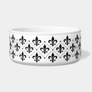 Comedero Personalizado Black Fleur de Lis Dog Cat Pet Bowl