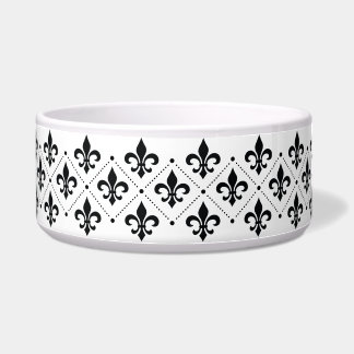 Comedero Personalizado Black Fleur de Lis Dog Cat Pet Bowl