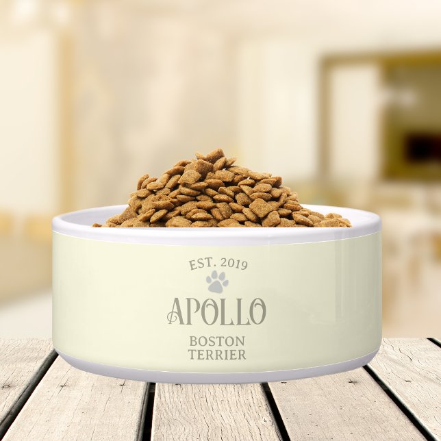 Comedero Personalizado Bonito Moderno Script Typography Mas (Customize this fun, custom dog bowl with your pet's name! )