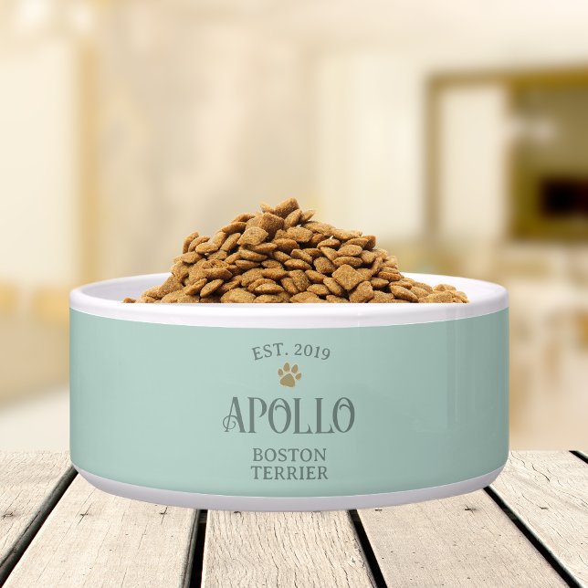 Comedero Personalizado Bonito Moderno Script Typography Mas (Customize this fun, custom dog bowl with your pet's name! )