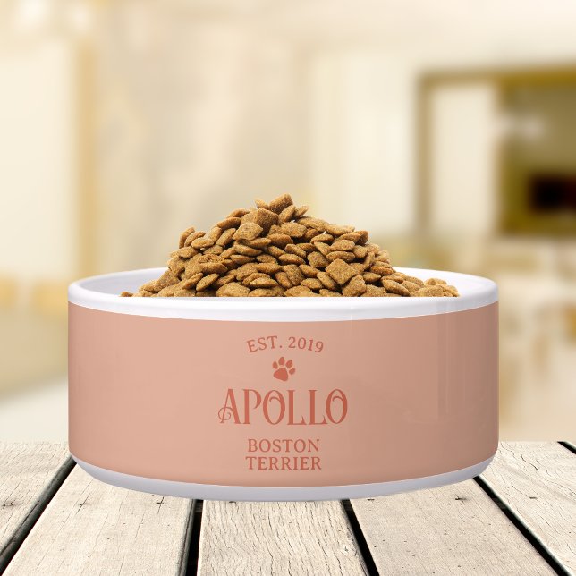 Comedero Personalizado Bonito Moderno Script Typography Mas (Customize this fun, custom dog bowl with your pet's name! )