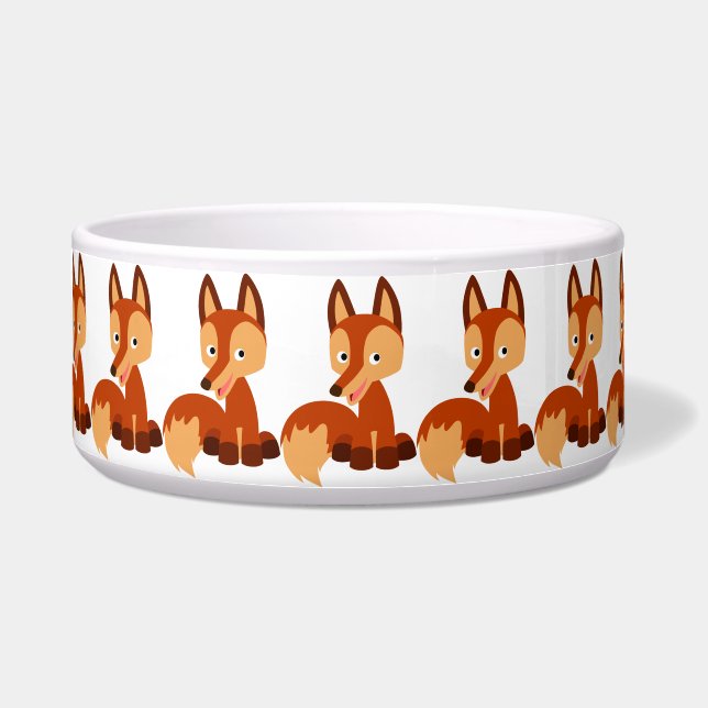 Comedero Personalizado de café lindo, Fox Pet Bowl (Frente)