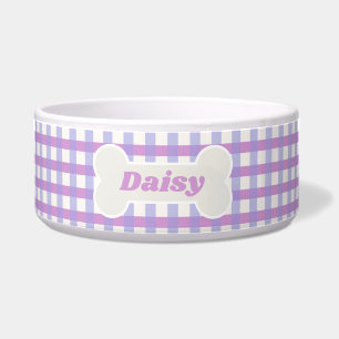Comedero Personalizado de Cute Lavender Gingham