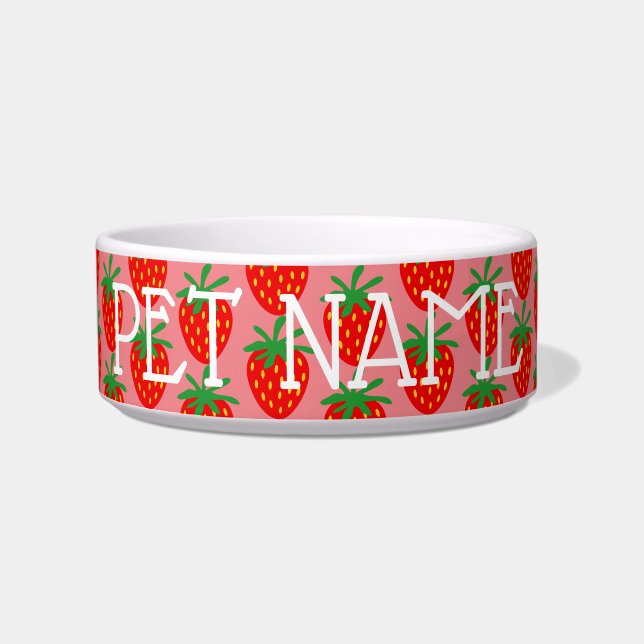 Comedero Personalizado de estampado de fresa roja lindo taz (Frente)