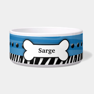 Comedero Personalizado de moda Blue Zebra Stripe Mascota Ta