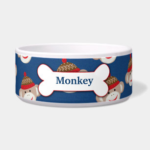 Comedero Personalizado de mono sock Mascota Tazón de comida