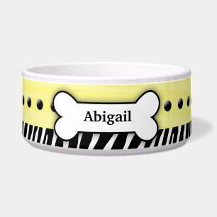 Comedero Personalizado de raya de cebra amarillo Mascota Ta