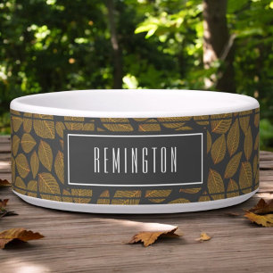 Comedero Personalizado del patrón de hojas de otoño nombre