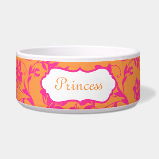 Comedero Personalizado floral rosa y Naranja Tazón de masco