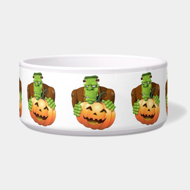 Comedero Personalizado Frankenstein con Calabaza (Frente)