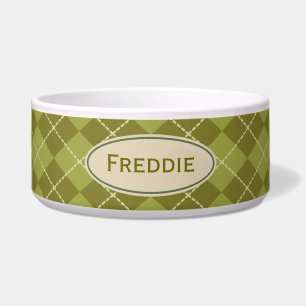 Comedero Personalizado Green Argyle Pet Bowl