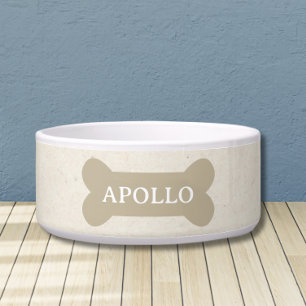 Comedero Personalizado Hueso Neutral y Mascota Nombre del p
