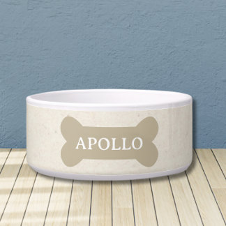 Comedero Personalizado Hueso Neutral y Mascota Nombre del p