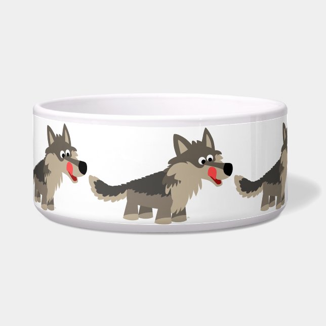 Comedero Personalizado lindo Hungry Wolf Dog Bowl (Frente)