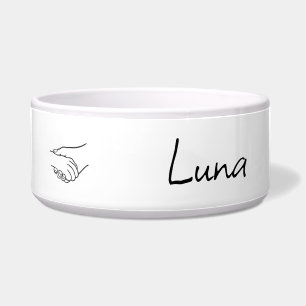 Comedero Personalizado Línea De Arte Paw In Hand Typography