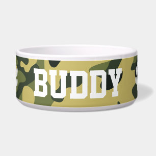 Comedero Personalizado mascota nombre modelo de camuflaje m