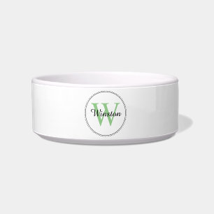 Comedero Personalizado Mascota Nombre Monograma verde Masco