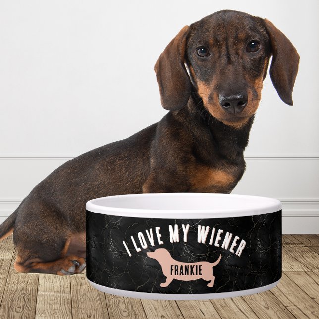 Comedero Personalizado Me encanta mi Wiener divertido Dachs (Subido por el creador)