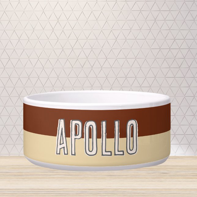 Comedero Personalizado Moderno Nombre De Mascota De Dos Ton (Customize this fun, modern dog bowl with your pet's name! )
