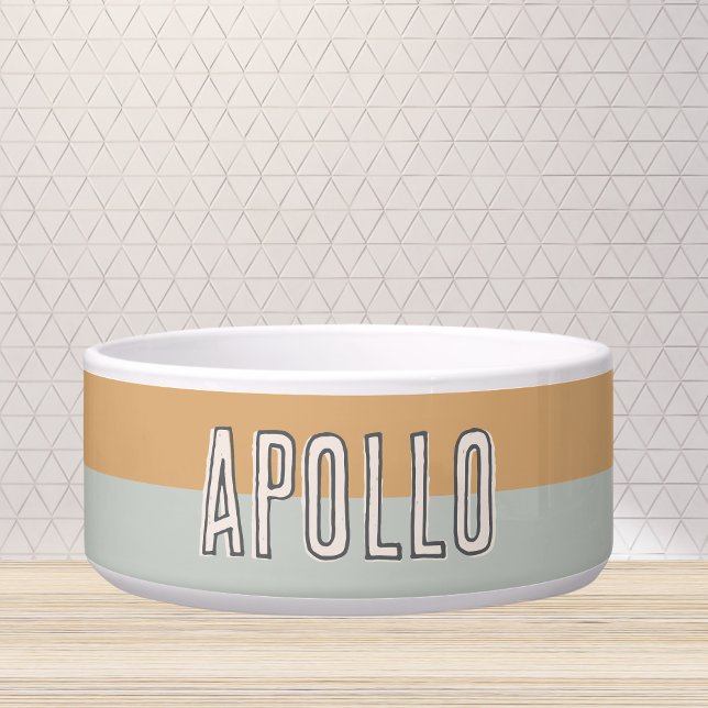 Comedero Personalizado Moderno Nombre De Mascota De Dos Ton (Customize this fun, modern dog bowl with your pet's name! )