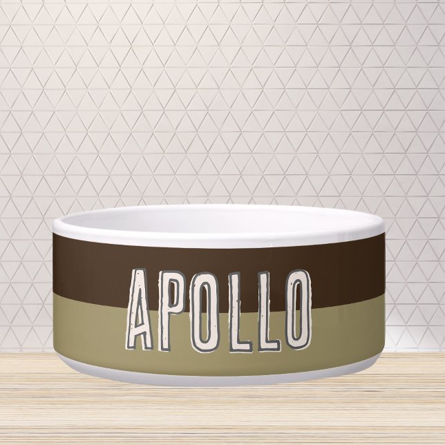 Comedero Personalizado Moderno Nombre De Mascota De Dos Ton (Customize this fun, modern dog bowl with your pet's name! )