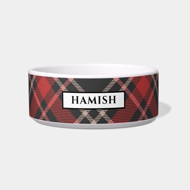 Comedero Personalizado negro rojo y crema con estampado de  (Frente)