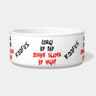 Comedero Personalizado Nombrado Corgi Dog Zombie Chiste Foo