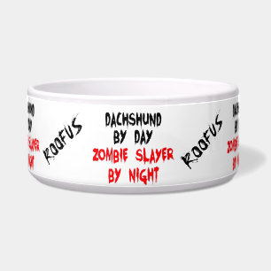 Comedero Personalizado Nombrado Dachshund Perro Zombie Chis