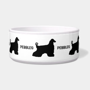 Comedero Personalizado perrito afgano Hound Silhouette