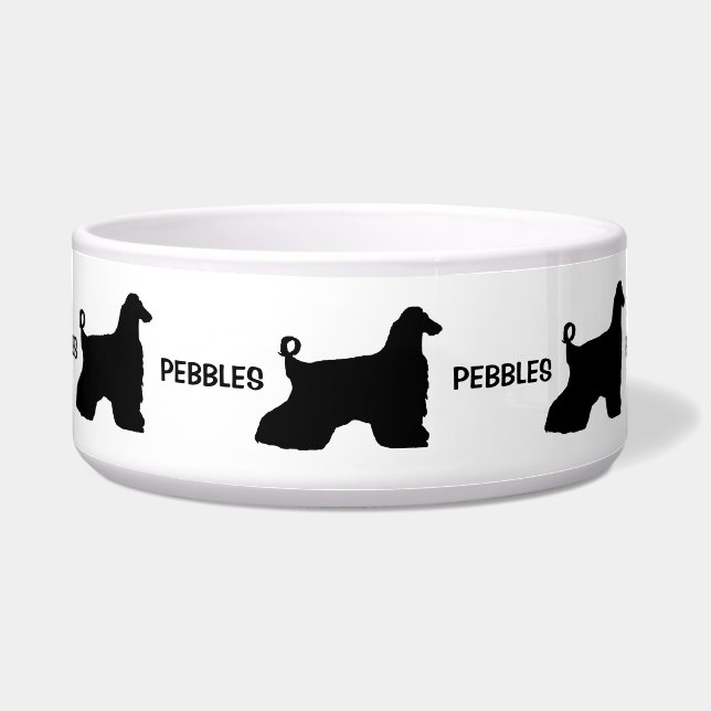 Comedero Personalizado perrito afgano Hound Silhouette (Frente)