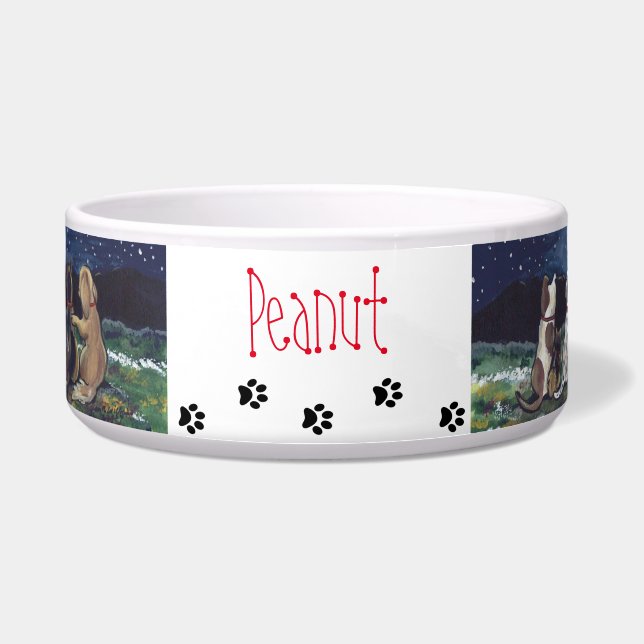 Comedero Personalizado "Perros de la luna" Diseñador de art (Frente)
