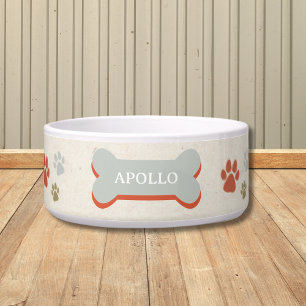Comedero Personalizado Retro Paw Imprimir y nombre de Masco