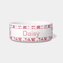 Comedero Personalizado Rosa Xmas Bows Bowl de mascotas
