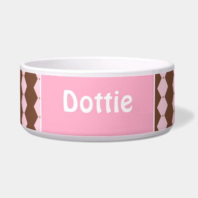 Comedero Personalizado rosa y marrón (Frente)