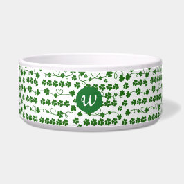 Comedero Personalizado St Patrick's Day Shamrock Heart Whit