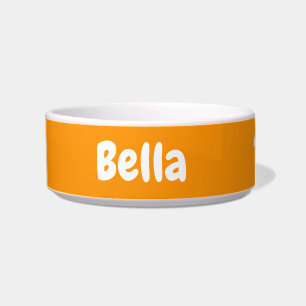 Comedero Personalizado Su Nombre Perro Mascota Naranja Pers